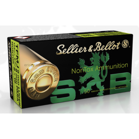 Munitions NONTOX Sellier & Bellot FMJ calibre 9x19 mm 124grs boîte de 50